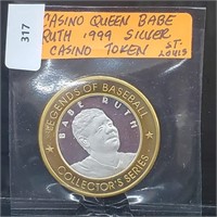 .999 Silver Babe Ruth Casino Queen St Louis Token