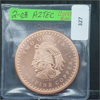 2oz .999 Copper Aztec Round