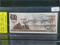 1982 $20 Banco Central De Costa Rico Veinte