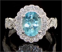 14K Gold 2.50 ct Oval Apatite and Diamond Ring
