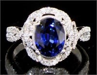 14kt Gold 2.91 ct Oval Sapphire & Diamond Ring