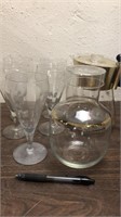 Vintage Coffee Pot, Jar & (5) Glasses