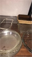 Assortment Of Glass Baking Pans, Bowls & Sheet.