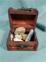 Small Leather Chest W/Gems & Minerals