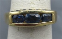 14K Gold 1.25 CTS TW Ceylon Sapphire Band. Size