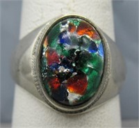 Sterling Silver Ring with Multi Color Gemstone.