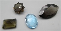 (4) Blue & Smokey Topaz Gemstones. 70 CTS.