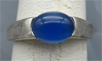 Sterling Silver Ring with Blue Gemstone. Size 7.