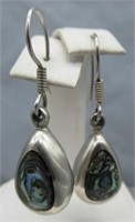 Pair Sterling Silver with Green Opalescent