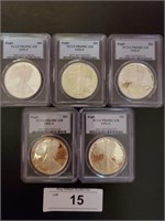 5 1oz Slabbed And Graded Silver Rounds