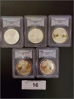 5 1oz Slabbed And Graded Silver Rounds