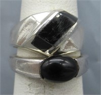 (2) Sterling Silver Rings with Black Onyx Stones.