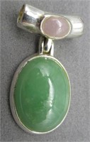 Sterling Silver Pendant with Emerald Stone.