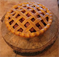 cherry pie candle with wood base