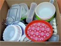 large selection of plastic storage containers