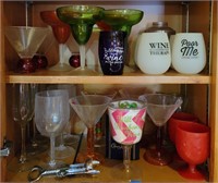 large selection of wine and drinking glasses
