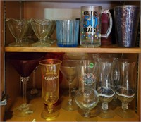 large selection of drinking glasses