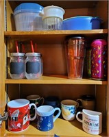 large selection of mugs, glasses