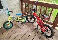 2 small children's bicycles