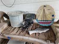minnow bucket, fish finder, nautical decor