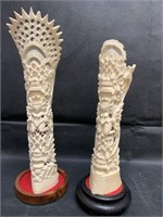 2 Oriental carvings on stands