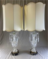Pair of Antique Crystal Lamps