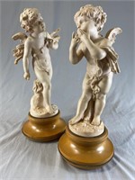 Pair Vintage Porcelain Cherub Cupid Figurines