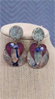 Stone and bead hoop earrings