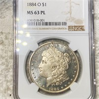 1884-O Morgan Silver Dollar NGC - MS 63 PL