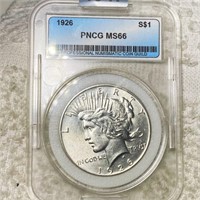 1926 Silver Peace Dollar PNCG - MS66