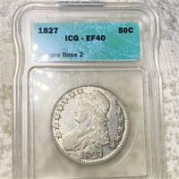 1827 Capped Bust Half Dollar ICG - EF40 SQ BASE 2