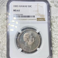 1883 Kingdom Of Hawaii Half Dollar NGC - MS61