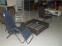 2 PATIO CHAIRS & TABLE BASE