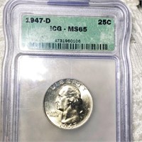 1947-D Washington Silver Quarter ICG - MS65