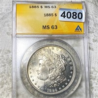 1885 Morgan Silver Dollar ANACS - MS63