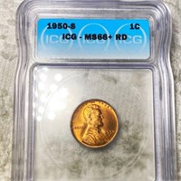 1950-S Lincoln Wheat Penny ICG - MS66+ RD