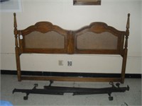 WALNUT KING SIZE HEADBOARD AND BED RAILS