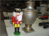 22" PAINTED URN AND NUTCRACKER