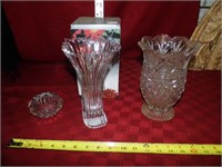 Mikasa Diamond Fire Vase & 2 Pcs Glass