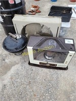 fan, kerosene heater, mini grill