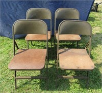 4 Metal Chairs w/Wood Seats