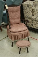 Reproduction Colonial Style Chair w/ Footstool
