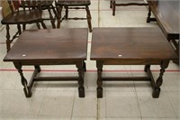 Pair of Solid Oak End Tables ~ 21w x 27d x 21h