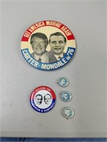 Old Political Pins. 3 Small FDR, Carter /Mondale,