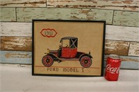 Vintage 11 x 14 Embroidered Ford Model T Art
