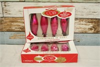 Vintage Coby Hot Pink Glass Christmas Ornaments