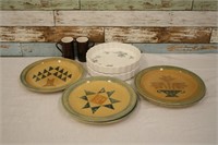 Pfaltzgraff Dinner Plates, Mugs, & Quiche Bakers