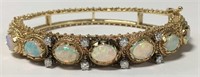 Opal And Diamond Bracelet, 14k Gold