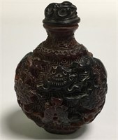 Vintage Chinese Carved Horn Snuff Bottle