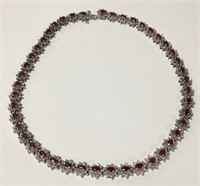 Ruby And 7.25 Ct. Diamond Necklace, 10k Gold